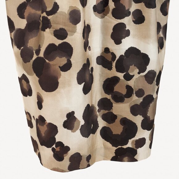 Moschino Cheap and Chic Taupe Leopard Silk & Cotton Empire-Waist Dress - Picture 5 of 9